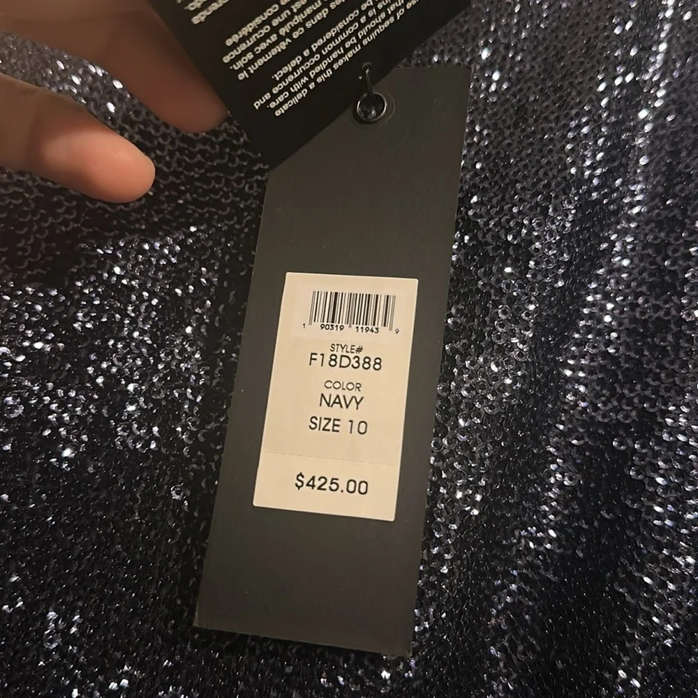 Rachel Zoe Juliette cut out mesh sequined mini dress 10 navy